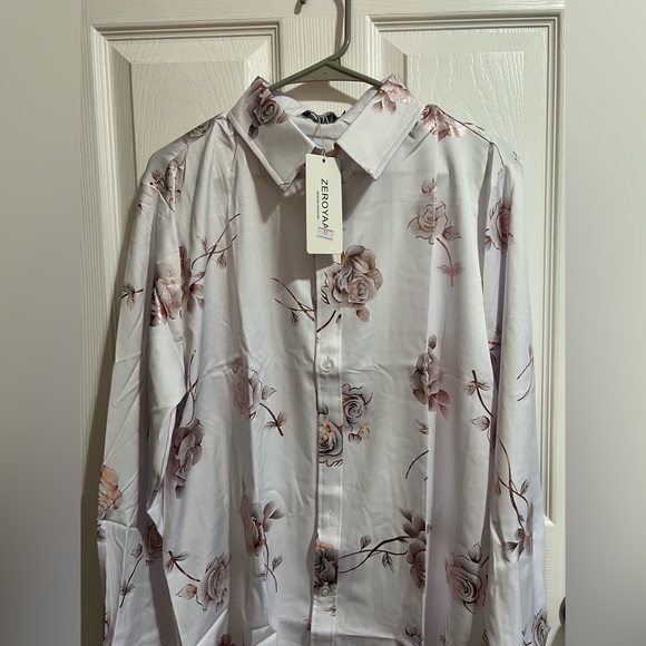 Zeroyaa Other - Zeroyaa Men’s Hipster 3D Rose Large Dress Shirt